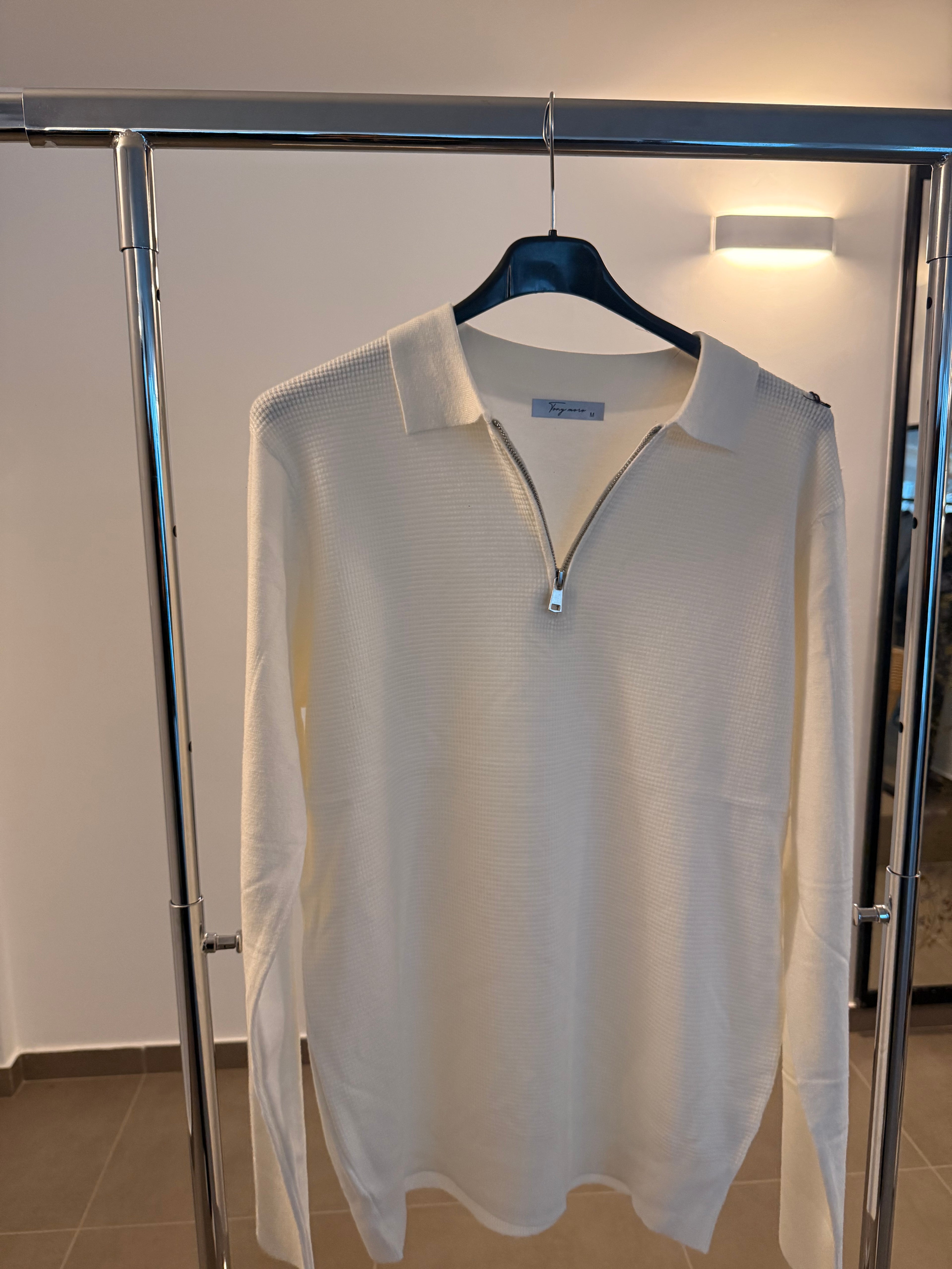 Maglione zip bianco