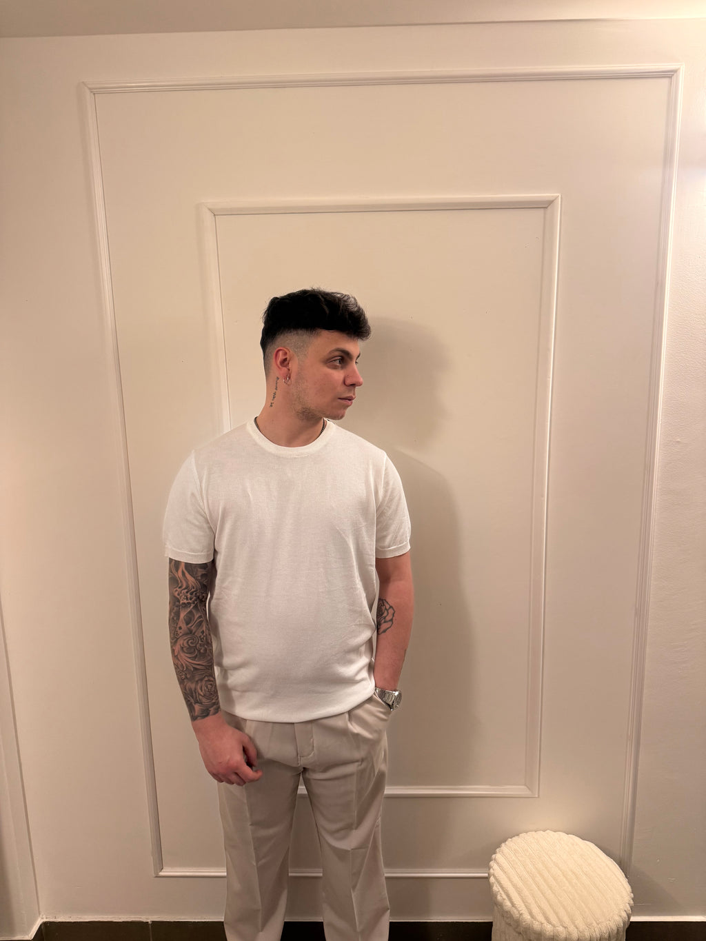 Maglia in cotone bianco