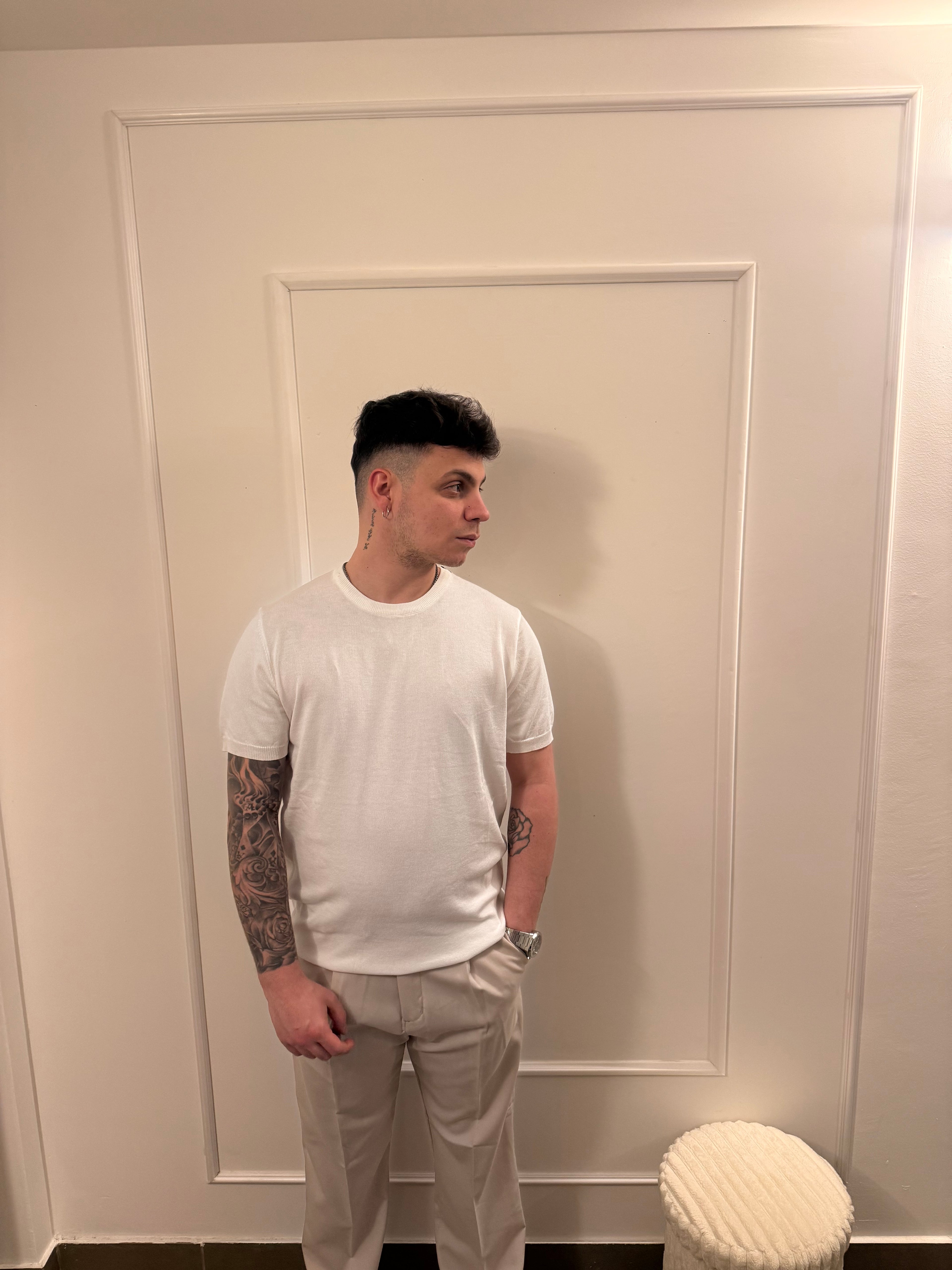 Maglia in cotone bianco