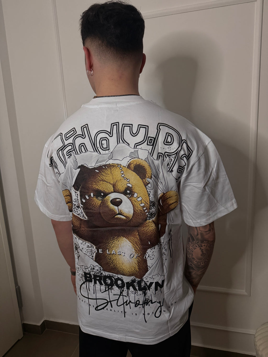 T-shirt Teddy bianca