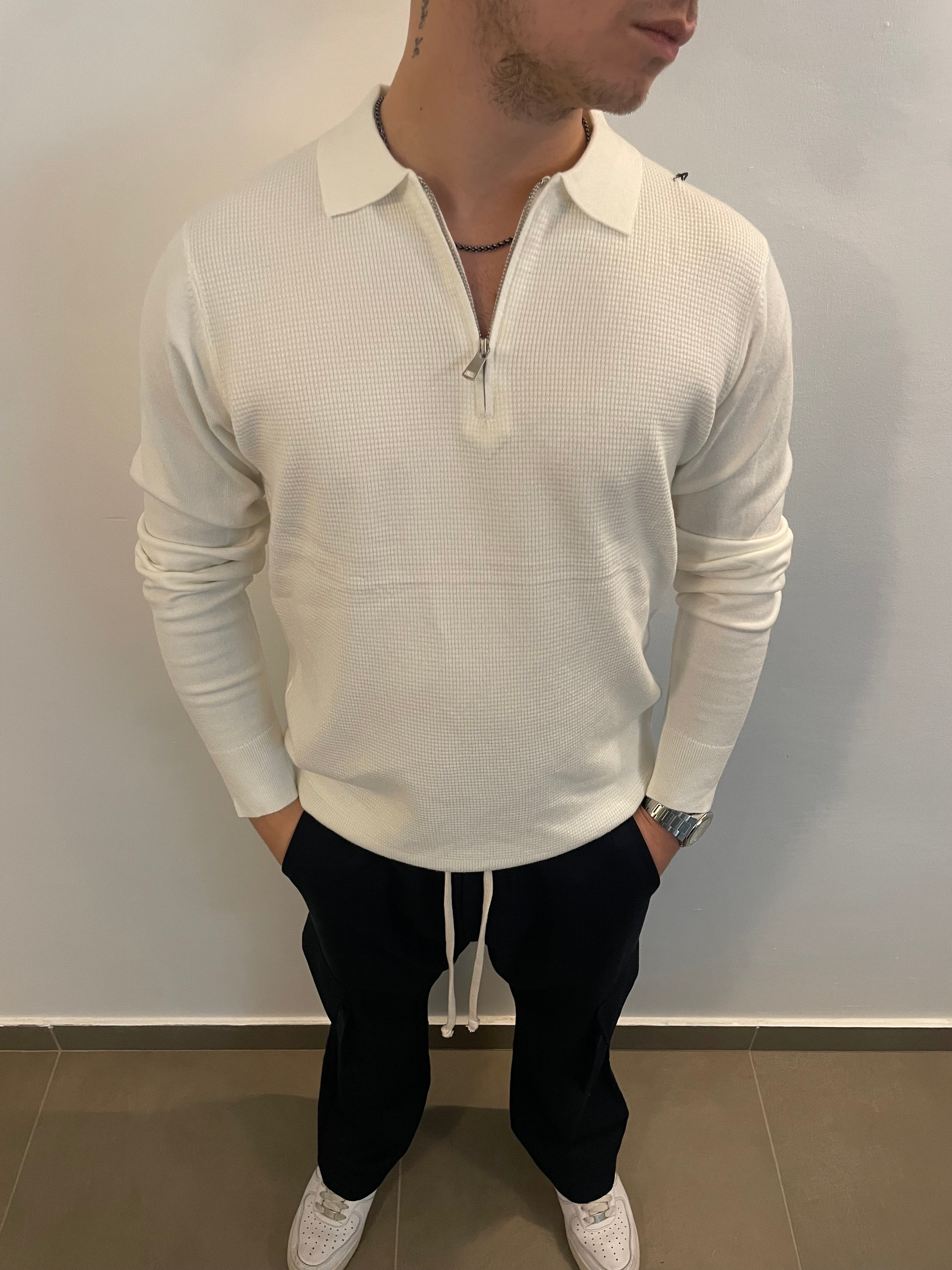 Maglione zip bianco
