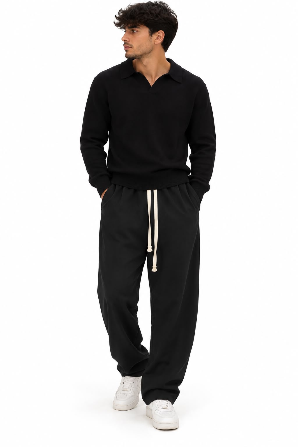 Polo in maglia nera