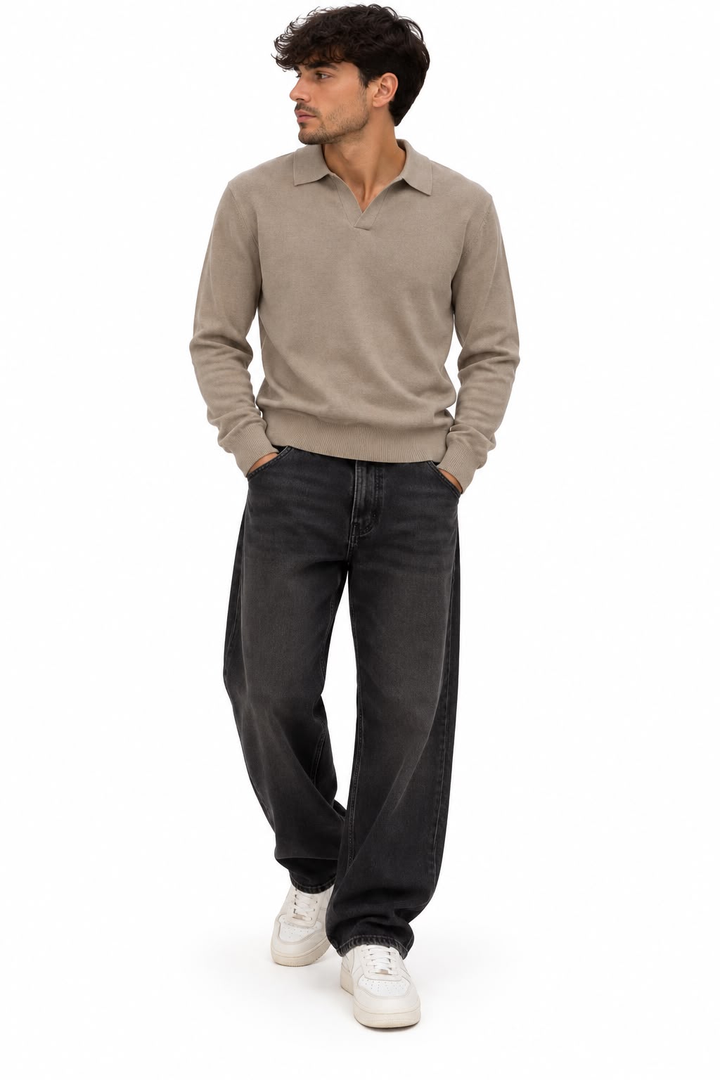 Polo in maglia khaki