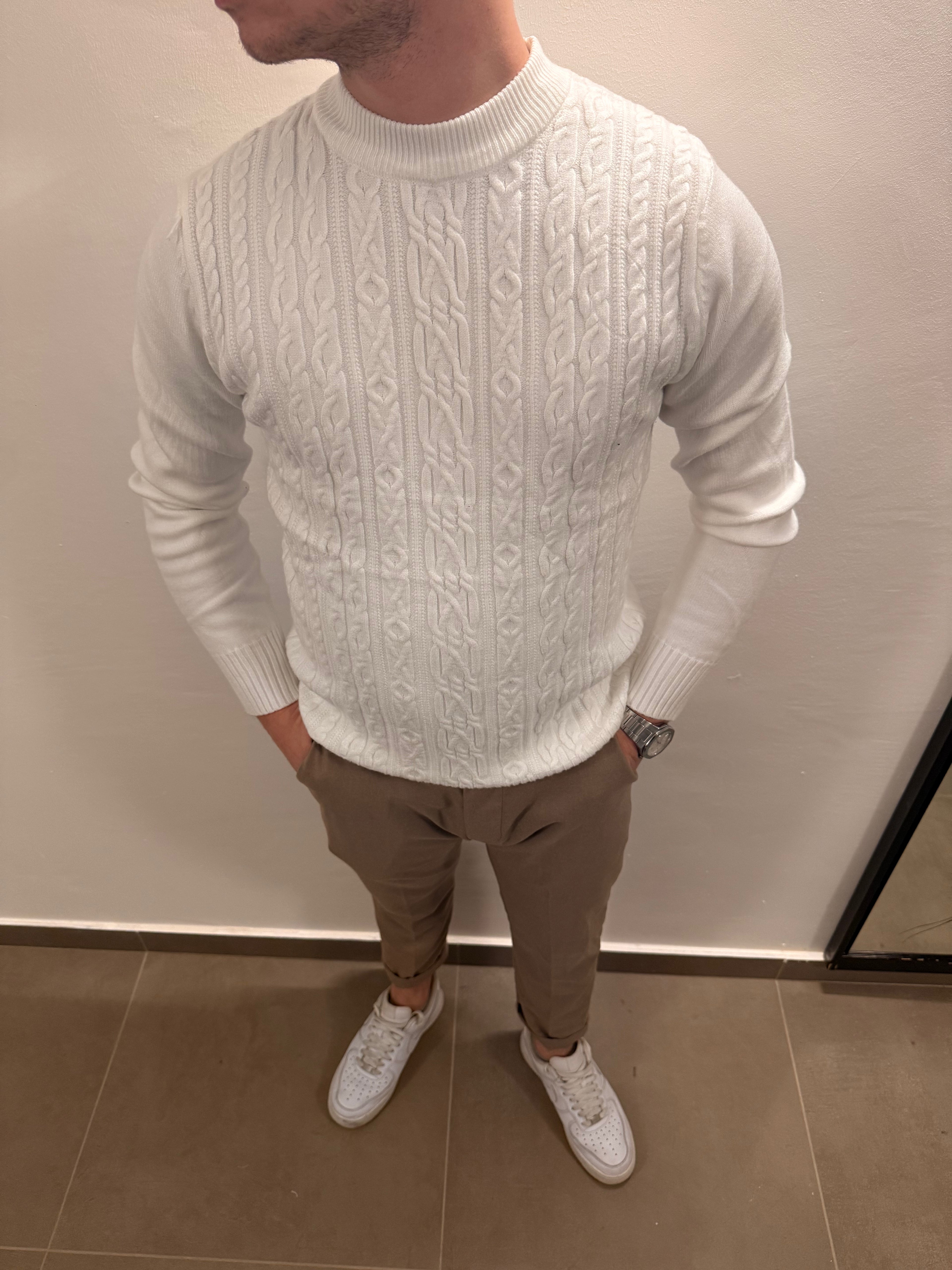 Pull treccia bianco