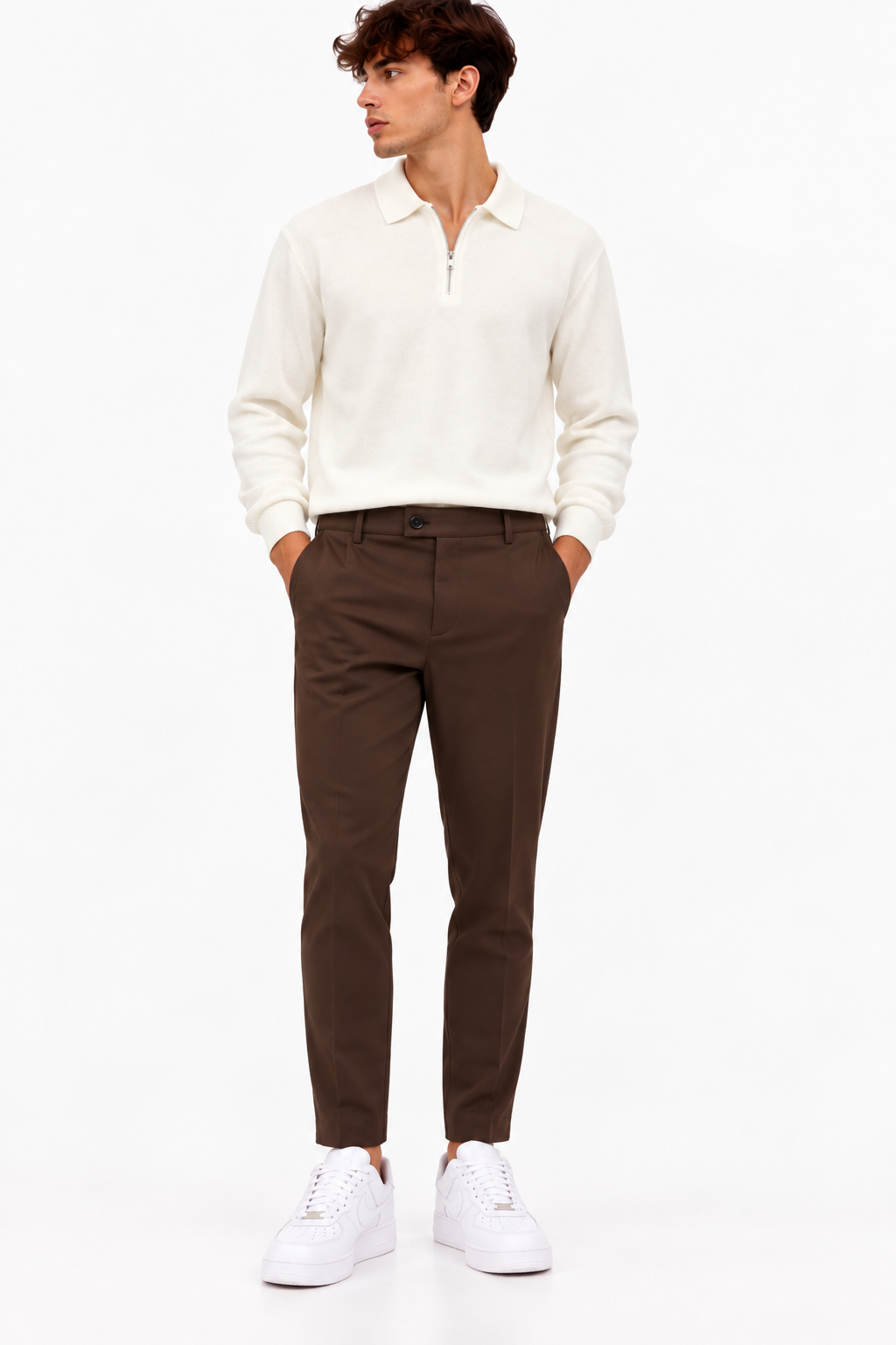 Polo Soft Zip-Bianco
