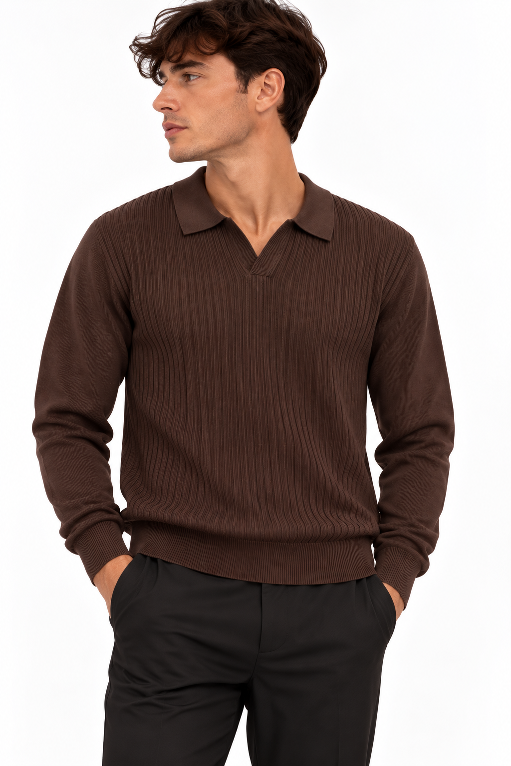 Polo rib - marrone