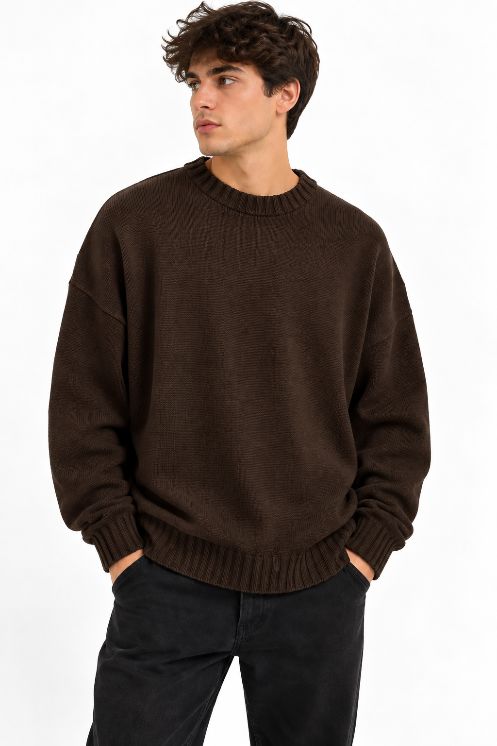 Maglione girocollo marrone